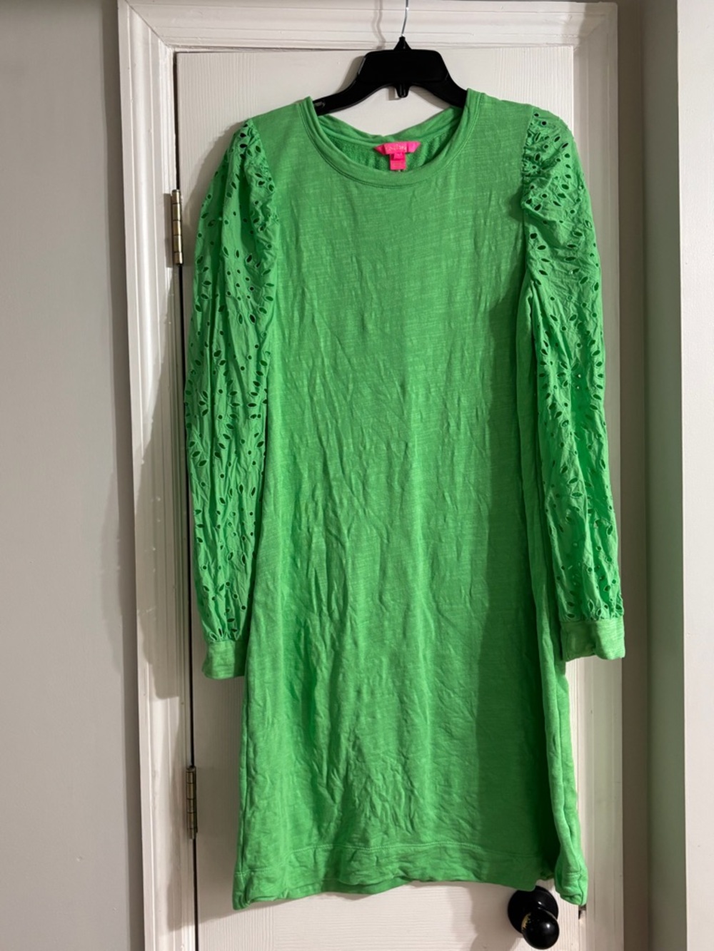 Lilly Pulitzer Bright Green Eyelet Puff Sleeve Dress